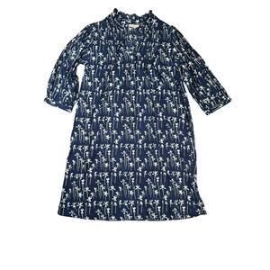 Fitzroy & Willa Dress Womens Size XS Blue White Cotton Floral Print V-Neck